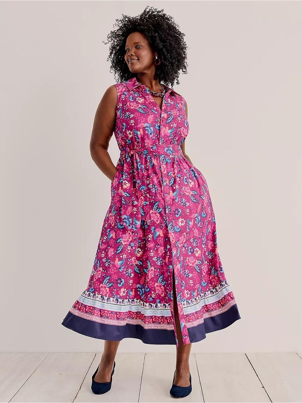 Lane Bryant Tuck-Shoulder Tiered Midi Dress Dress Size 20